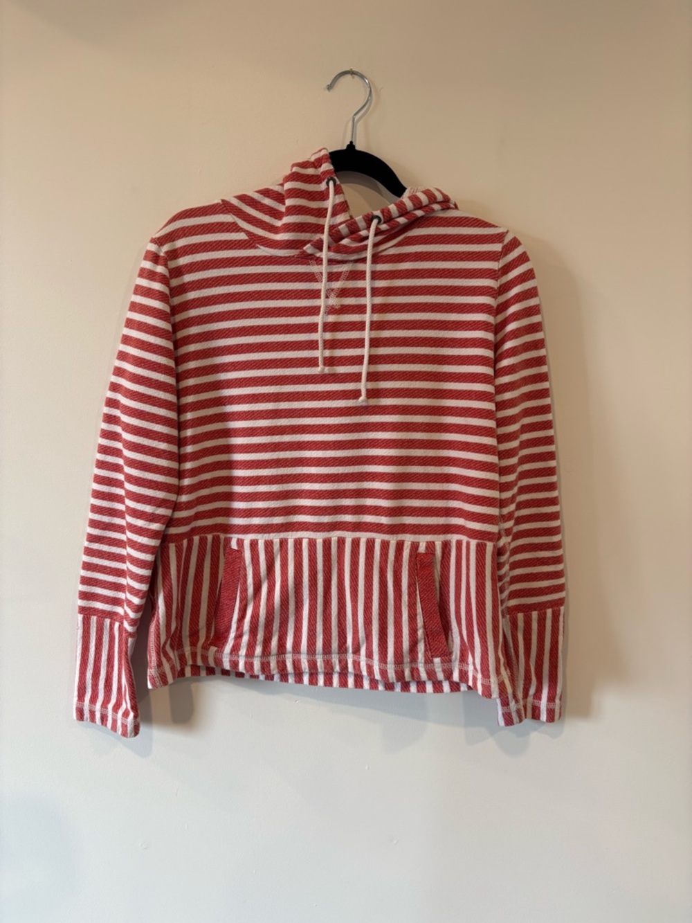 J Crew Striped Red and White Hooded Pullover